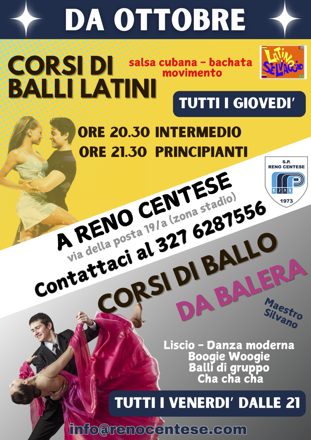 Corso di Salsa Cubana e Bachata il giovedì e Corso di Balli da Balera il venerdì