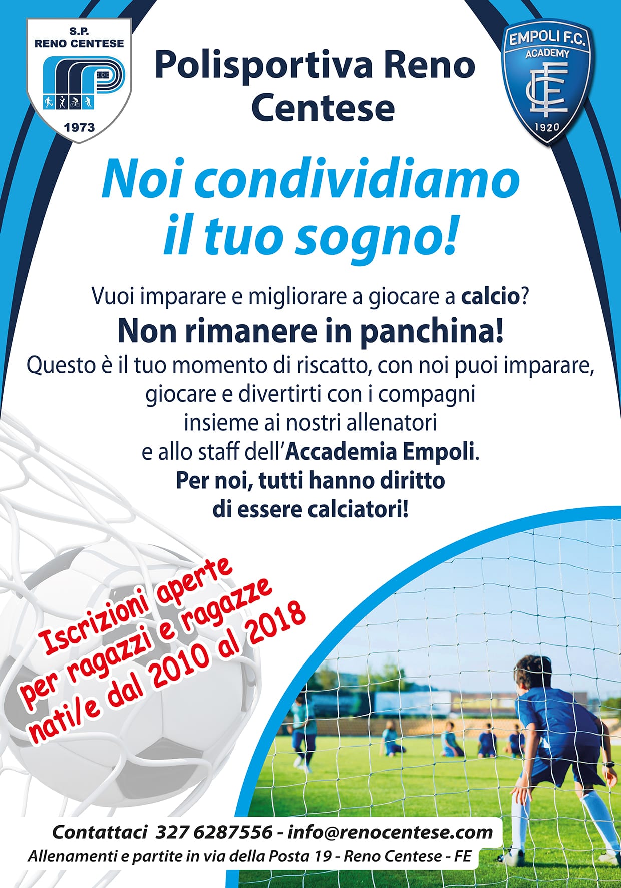 Scuola calcio – Iscrizione aperte stagione 24-25 – Noi condividiamo il tuo sogno